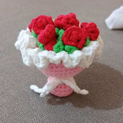 Crocheted bouquet handmade with flowers