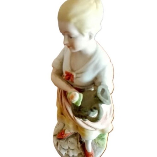 Vintage porcelain figurine Girl with jug in pastel colors like new