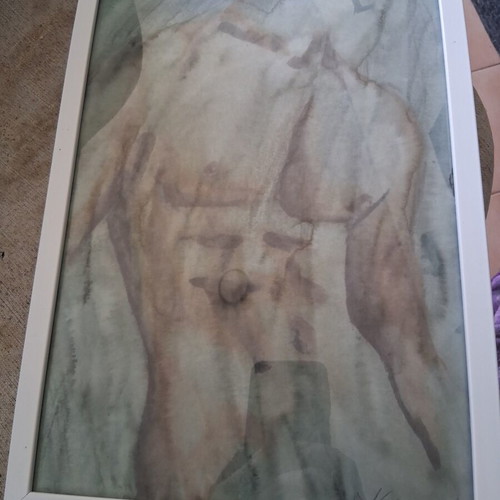 Painting "Γυμνο" framed 20×30cm, like new, signed