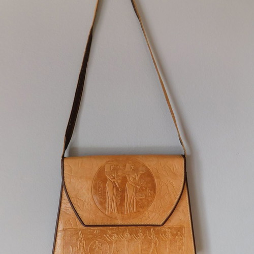 Ethnic Egypt shoulder bag made of genuine leather used