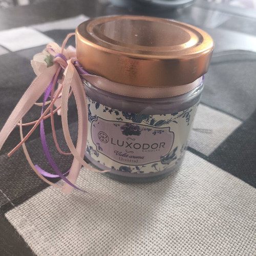 Luxodor Violet Aroma scented candle new in glass jar