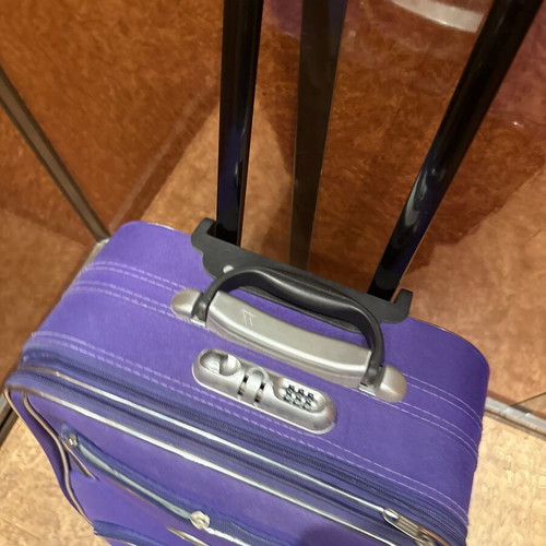 Ousike trolley suitcase purple used, ideal for travel