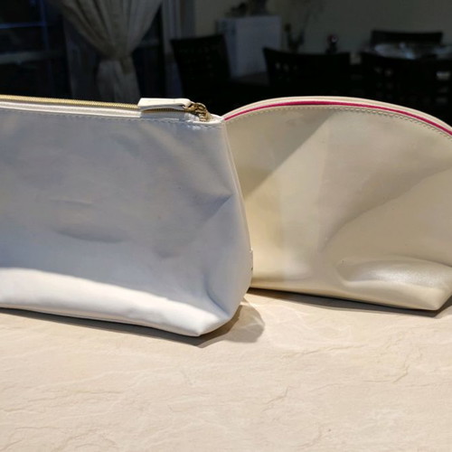Vichy and Dove toiletry bags new, white, spacious