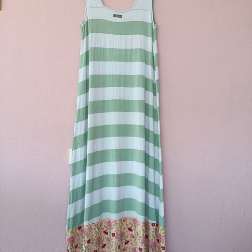 Seaside Afternoon Maxi Dress by Matilda Jane, mint green and white stripes with floral border