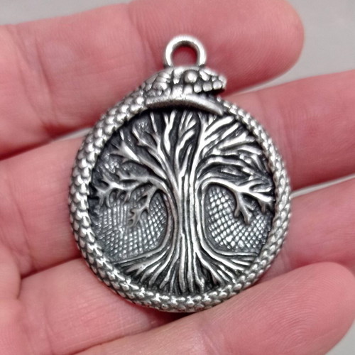 Metal pendant Tree of Life and snake new, lot of 10, 5 cm