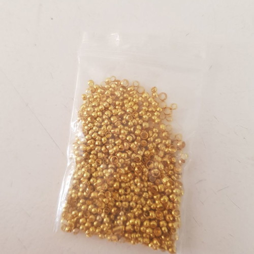 Gold jewelry crimp beads new, size 2 mm