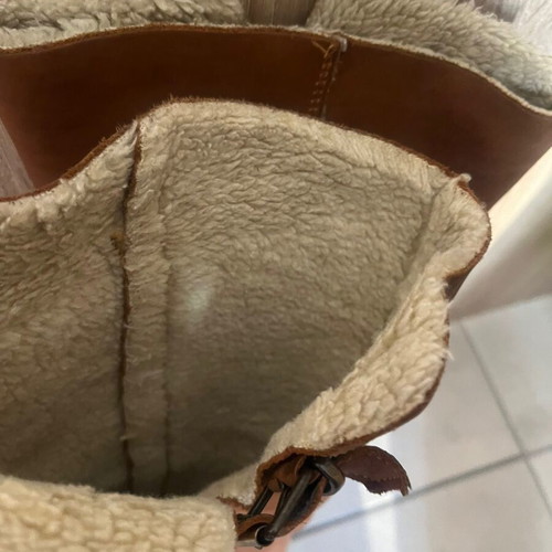 Fur boots used, Italian, beige, size 39