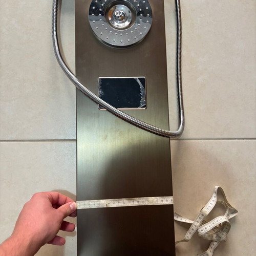 Shower panel with hydromassage and screen like new, gun metal color