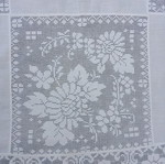 Vintage καρέ 85x85εκ. με δαντέλα φιλέ και λευκό κέντημα