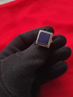 Silver ring 925 used with square lapis 1.5 cm