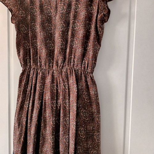 Dress in synthetic satin with short sleeve, new, multicolor, size XL