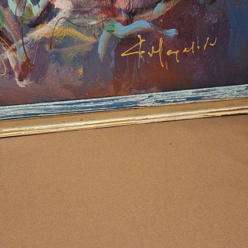 Authentic Mouratidou painting like new with dedication and frame 58×48cm