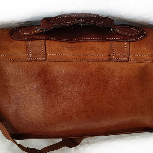 Leather vintage shoulder bag handmade unisex like new