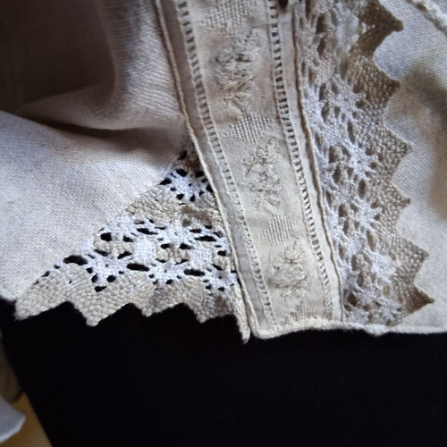 Vintage traditional corset blouse used, size L, beige