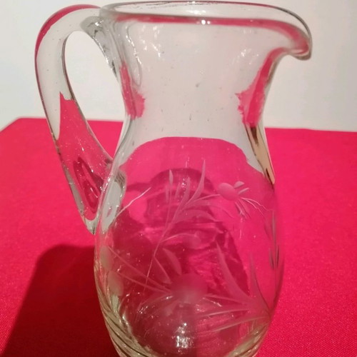 Crystal pitcher vintage small with engraved ears of wheat, like new