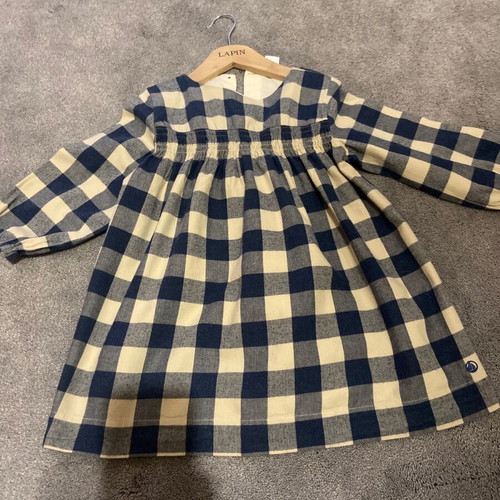 Petit Bateau blue check dress like new for ages 3-4
