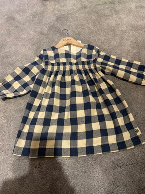 Petit Bateau blue check dress like new for ages 3-4