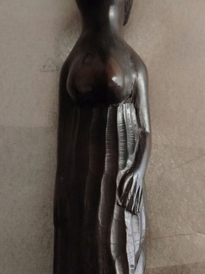 Wooden carved decorative used, 30 cm, woman with kneeling legs