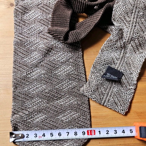 Invitation knitted tie new, vintage '90, linen, brown and beige