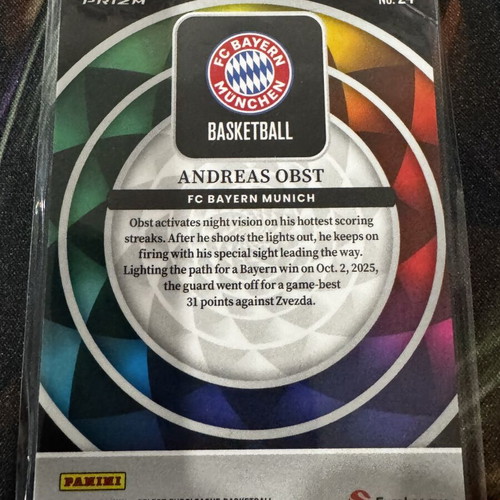 2025-26 Select EuroLeague Andreas Obst SSP Color Wheel card