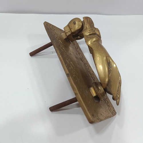 Vintage Solid Brass Door Knocker 'Hand of Fatima' with Relief Plate