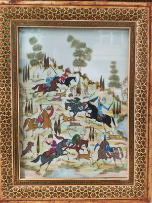 Persian traditional miniature painting used with Khatam frame