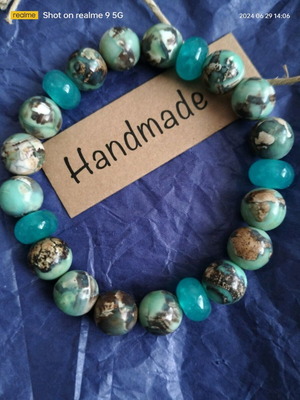 Handmade bracelet new from natural materials with jasper and ice amazonite