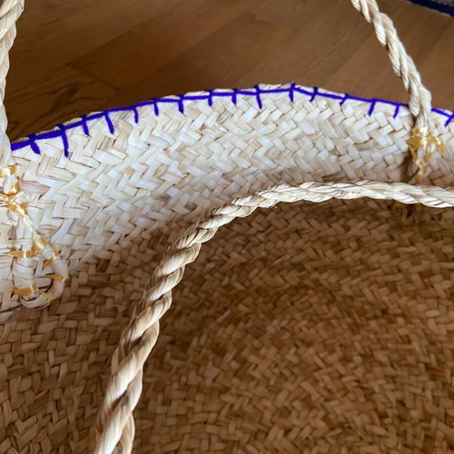Straw summer bag new with handmade painting 30x55