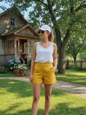 Ψηλόμεσο σορτς Zara κίτρινο σαν καινούργιο, No XS
