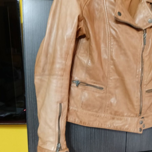 Stradivarius women's leather jacket used, beige, size L