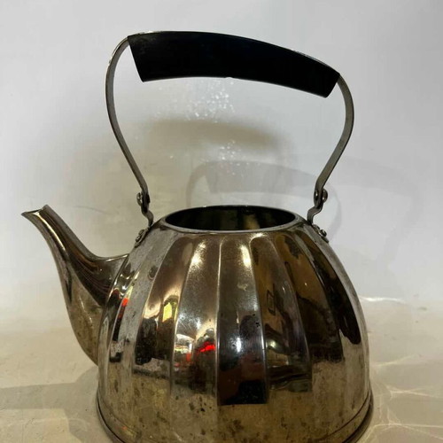 Vintage Soviet teapot made of nickel-plated bronze 1960-1970, used, missing lid