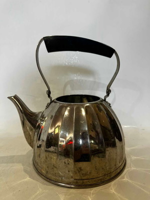 Vintage Soviet teapot made of nickel-plated bronze 1960-1970, used, missing lid