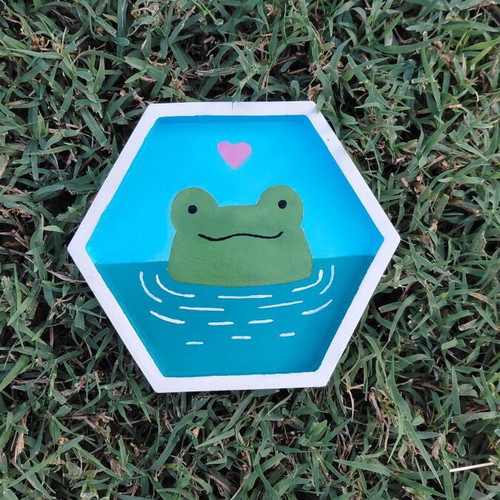 Handmade painted plaster coaster