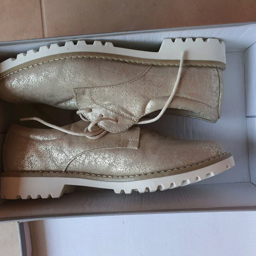 Migato Oxford shoes new, broken gold color, synthetic leather