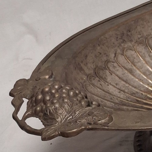 Vintage Silver Plate Fruit Bowl with Grape Decoration, 1950s, Like New