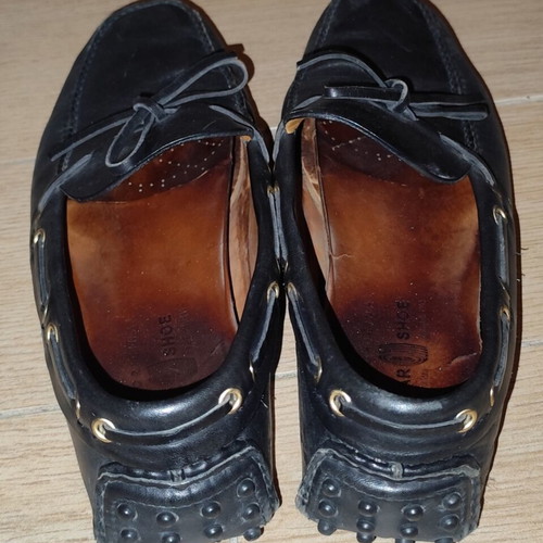 Car Shoe black leather driving moccasins used, size 43