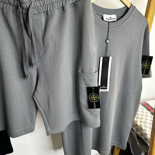 Stone Island T-shirt and Shorts Set new, grey
