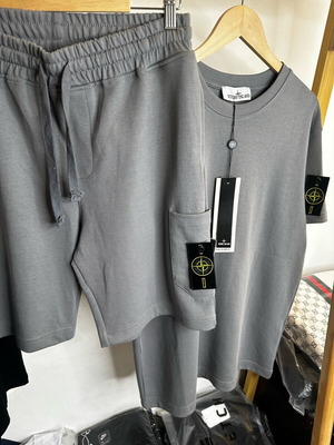 Stone Island T-shirt and Shorts Set new, grey