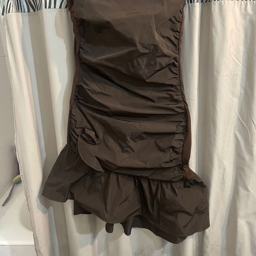Asymmetric dark brown dress made in Italy small like new