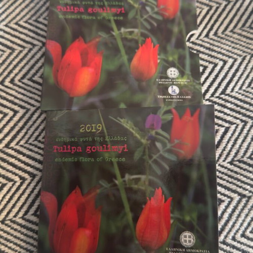 Tulipa goulimyl 2019 triptych blister new from Endemic Flora of Greece series