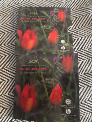 Tulipa goulimyl 2019 triptych blister new from Endemic Flora of Greece series