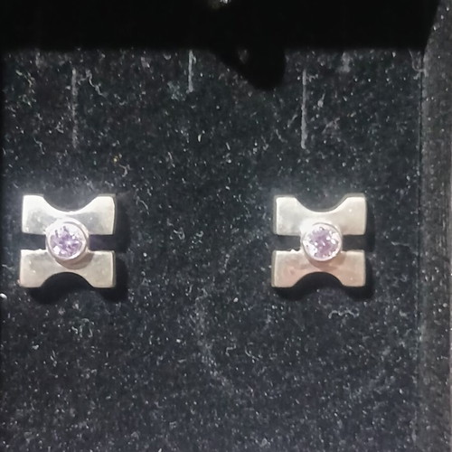 Silver earrings new, purple 1.1×1.1 cm