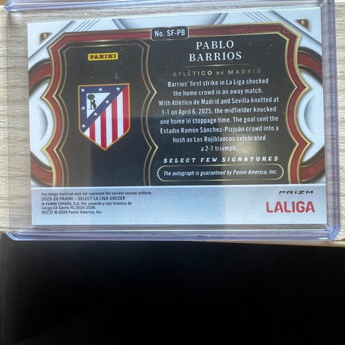 Panini Select La Liga Pablo Barrios Autograph Card like new