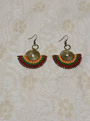 Handmade macrame earrings used, boho style, multicolor