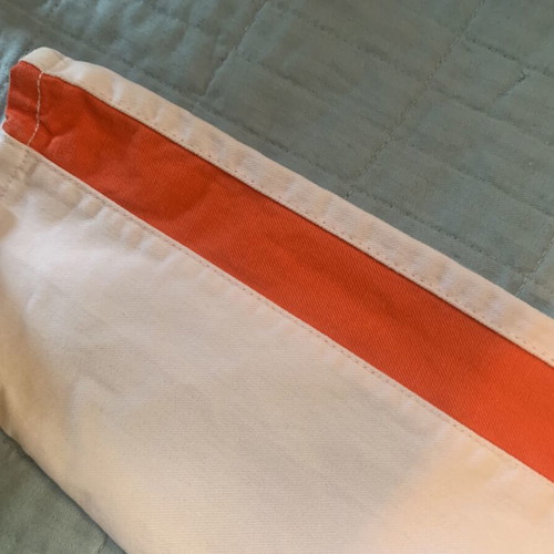 Topshop low waist tight pink denim trousers with coral stripe like new