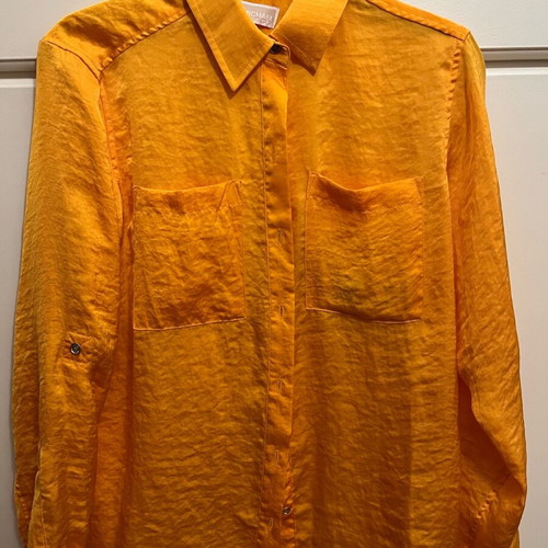Michael Kors Long Sleeve Shirt New, Orange-Yellow, Size XS