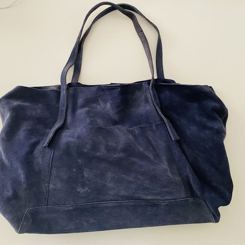 Mango blue suede shoulder bag like new, genuine leather