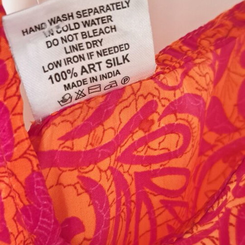 Silk dress size M new, colorful orange