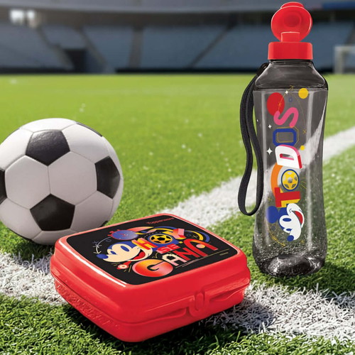 Mickey Football Tupperware set with toast container and 1.2L bottle