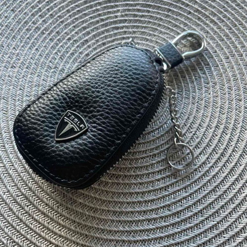Tesla Leather Car Key Case new, black and gray
